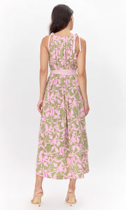 Nali Print Tie Shoulder Maxi Dress
