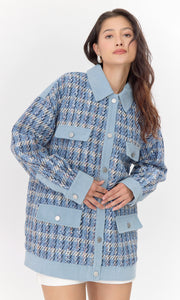 Bailey Mixed Media Tweed/Denim Oversized Jacket