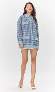 Bailey Mixed Media Tweed/Denim Oversized Jacket