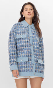 Bailey Mixed Media Tweed/Denim Oversized Jacket
