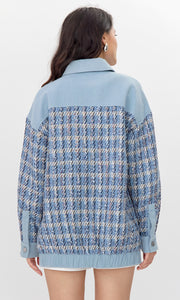 Bailey Mixed Media Tweed/Denim Oversized Jacket