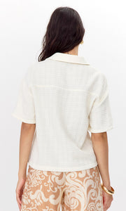 Chelly Textured Pullover Boxy Polo Shirt