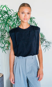 Alisa Padded Shoulder Jersey Bubble Top