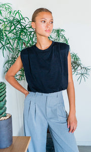 Alisa Padded Shoulder Jersey Bubble Top