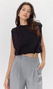 Alisa Padded Shoulder Jersey Bubble Top