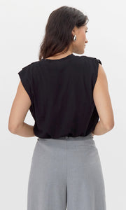 Alisa Padded Shoulder Jersey Bubble Top