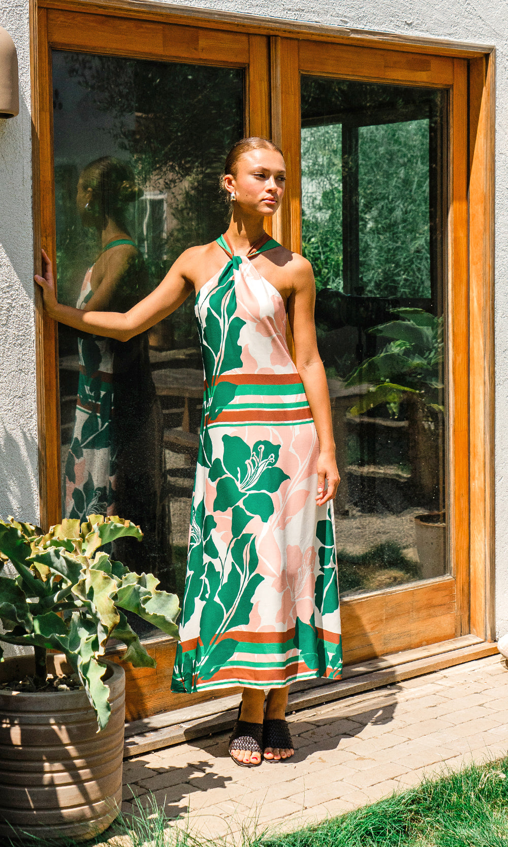 Lyra Border Halter Midi Dress Lyra Border Halter Midi Dress