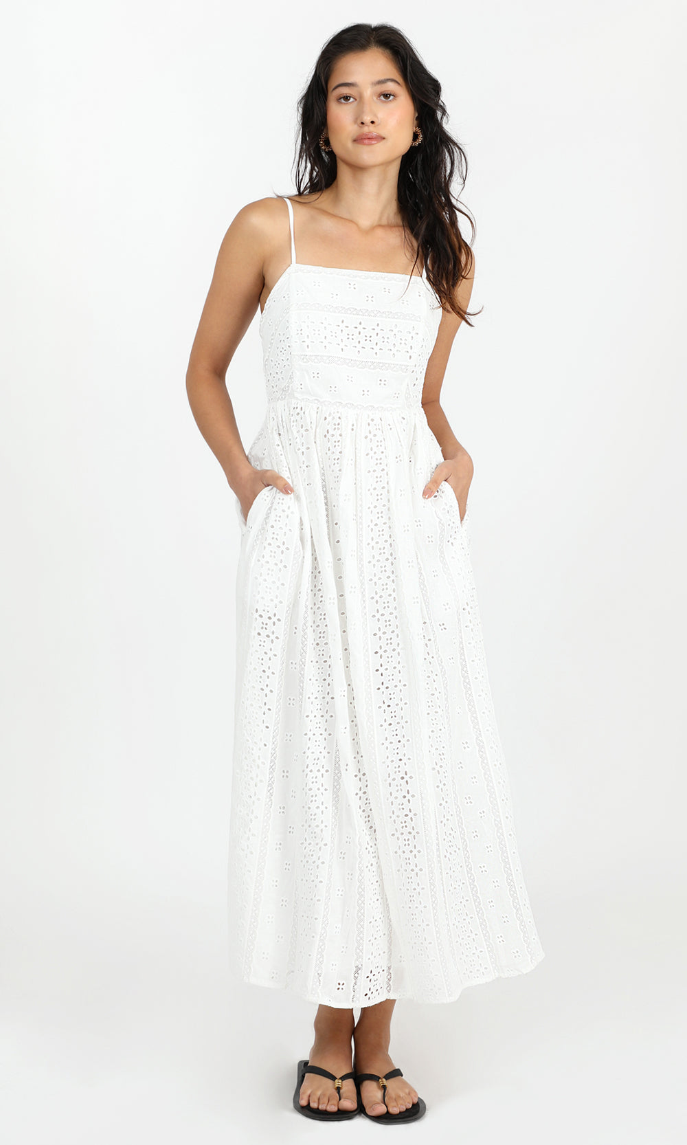 Portia Cotton Eyelet Midi Dress
