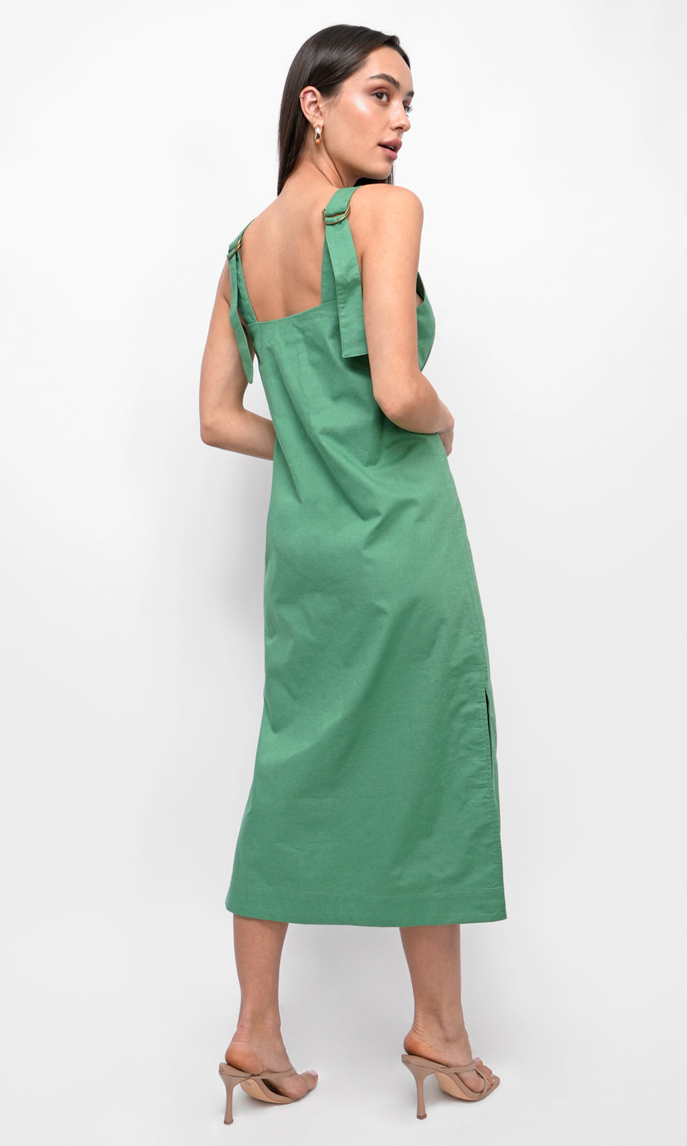 Lizette Apron Cotton Midi Dress | Greylin Collection