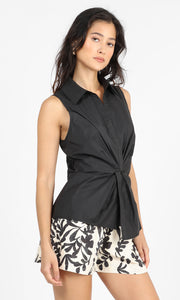 Mary Twist Front Sleeveless Shirt