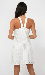 Louvie Eyelet Halter Mini Dress
