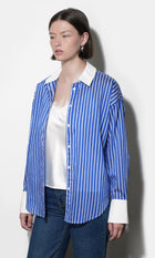 Geneviv Oversized Bold Stripe Shirt w/ Contrast Cuff