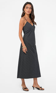 Amanda V-Neck Stripe Midi Dress
