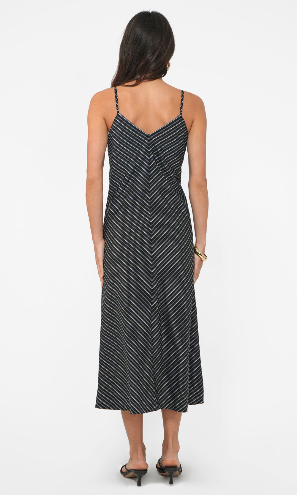 grey striped midi dress Vanisa Stripe Midi Shirt Dress