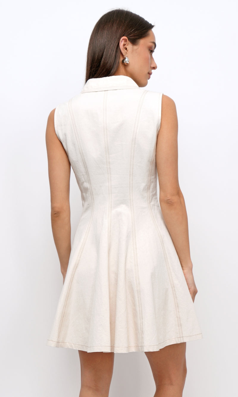 Sydney Topstitch Flare Mini Dress