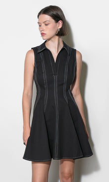 Sydney Topstitch Flare Mini Dress