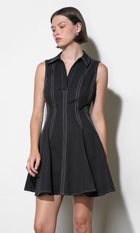 Sydney Topstitch Flare Mini Dress
