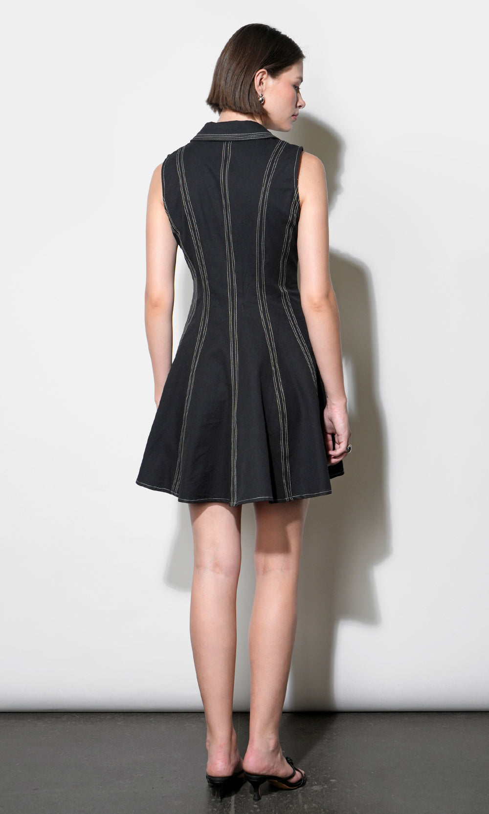 Sydney Topstitch Flare Mini Dress