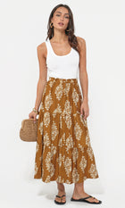 Marcy Print Tiered Midi Skirt