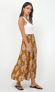 Marcy Print Tiered Midi Skirt