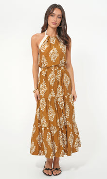 Marcy Print Tiered Midi Skirt