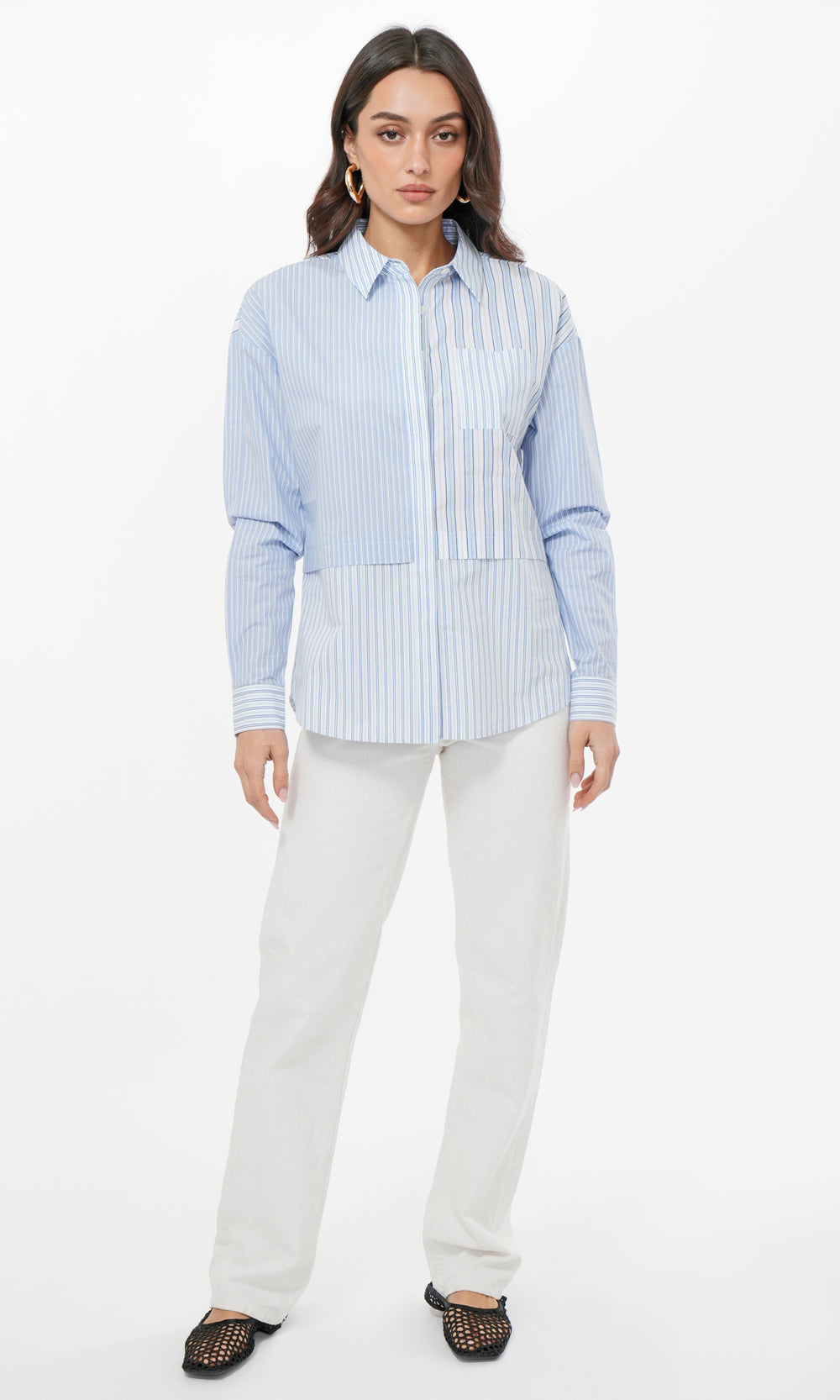 Daria Mix Stripe Oversized Shirt