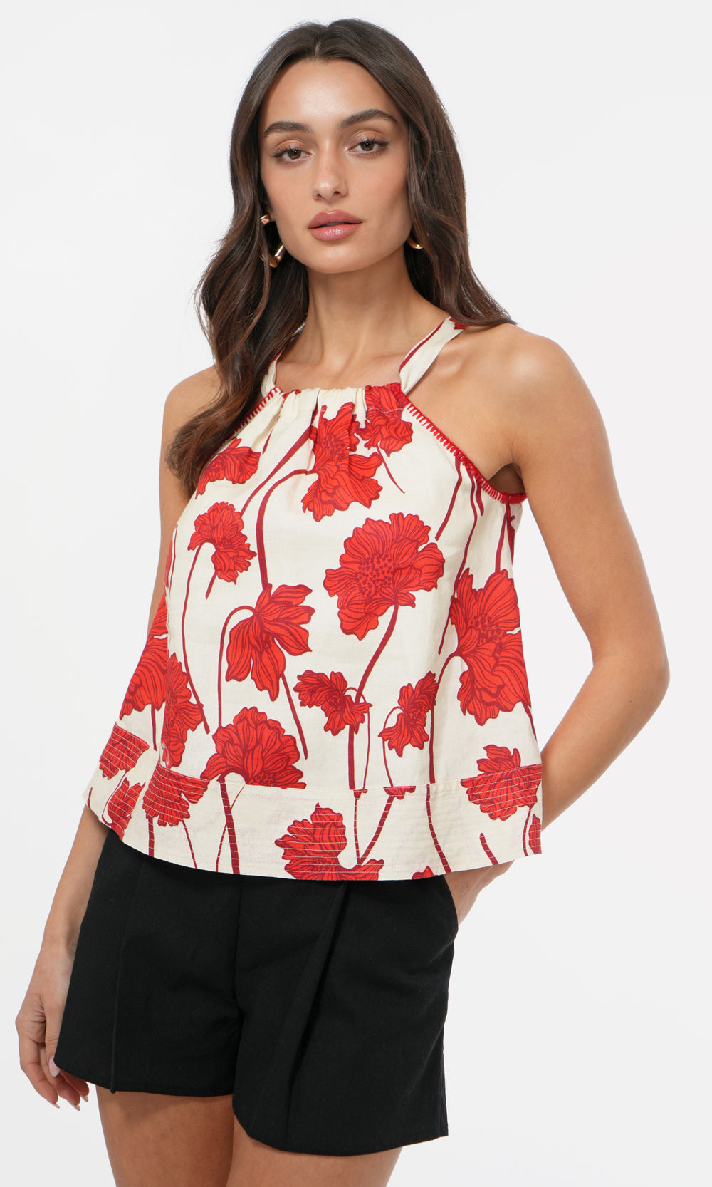 Noelle Floral Linen Halter Top
