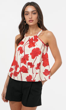 Noelle Floral Linen Halter Top