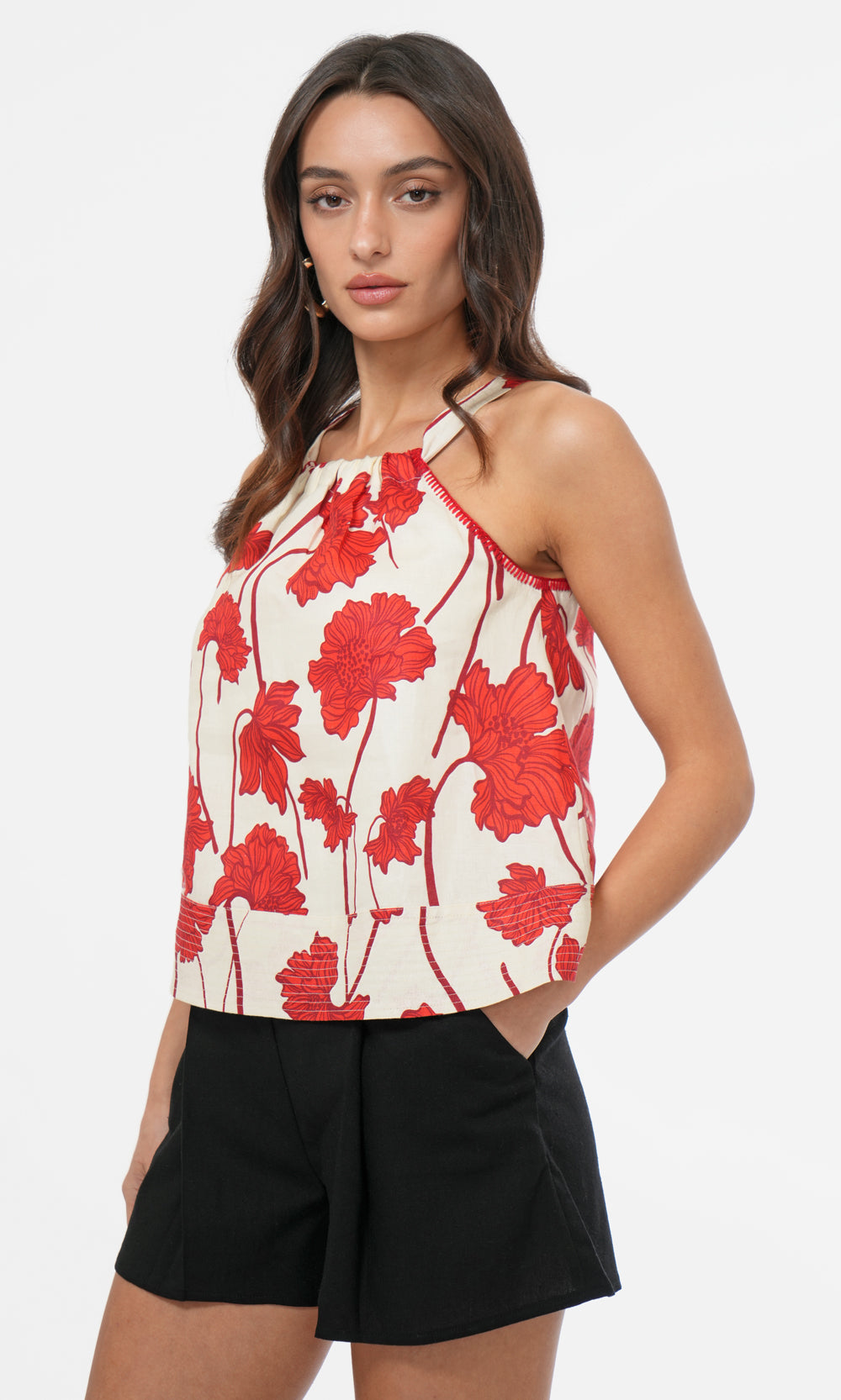 Noelle Floral Linen Halter Top