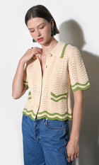 Amelia Scallop Hem Button Up Crochet Cardigan