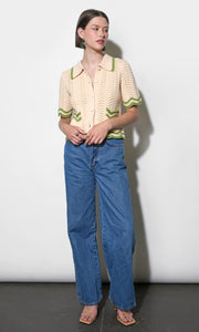 Amelia Scallop Hem Button Up Crochet Cardigan