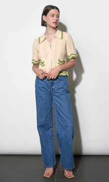 Amelia Scallop Hem Button Up Crochet Cardigan