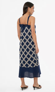 Grid Crochet Work Midi Dress