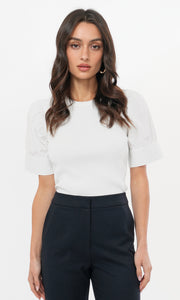 Charlie Mixed Media Knit Poplin Top - Burlington
