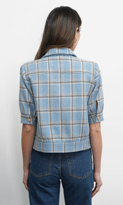 Joanne Short Sleeve Tweed Plaid Jacket