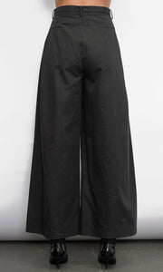 Hera Wide Leg Black Palazzo Twill Pants
