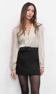 Aryanna Button Front Chalk Blouse