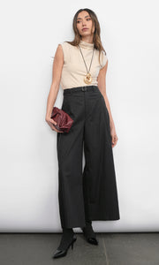 Hera Wide Leg Black Palazzo Twill Pants