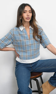 Wynn Boxy Plaid Shirt w/ Contrast Details