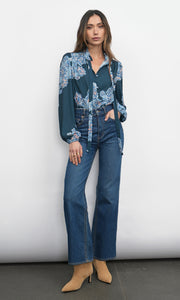 Cierra Button Up Tie Neck Blouse