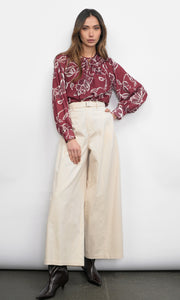 Hera Wide Leg Palazzo Twill Pants