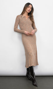 Alba Mixed Knit Polo Sweater Knit Dress