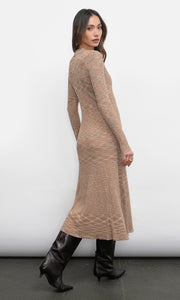 Alba Mixed Knit Polo Sweater Knit Dress