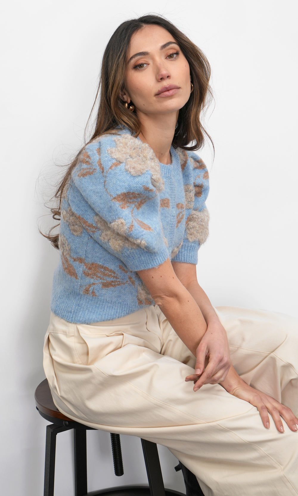 Taly Floral Puff Sleeve Cardigan | Greylin Collection