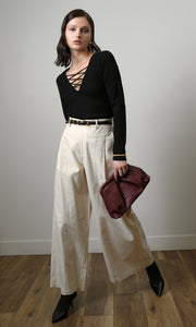 Hera Wide Leg Palazzo Twill Pants