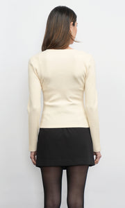 Maxwell Lace Up V-Neck Knit Top