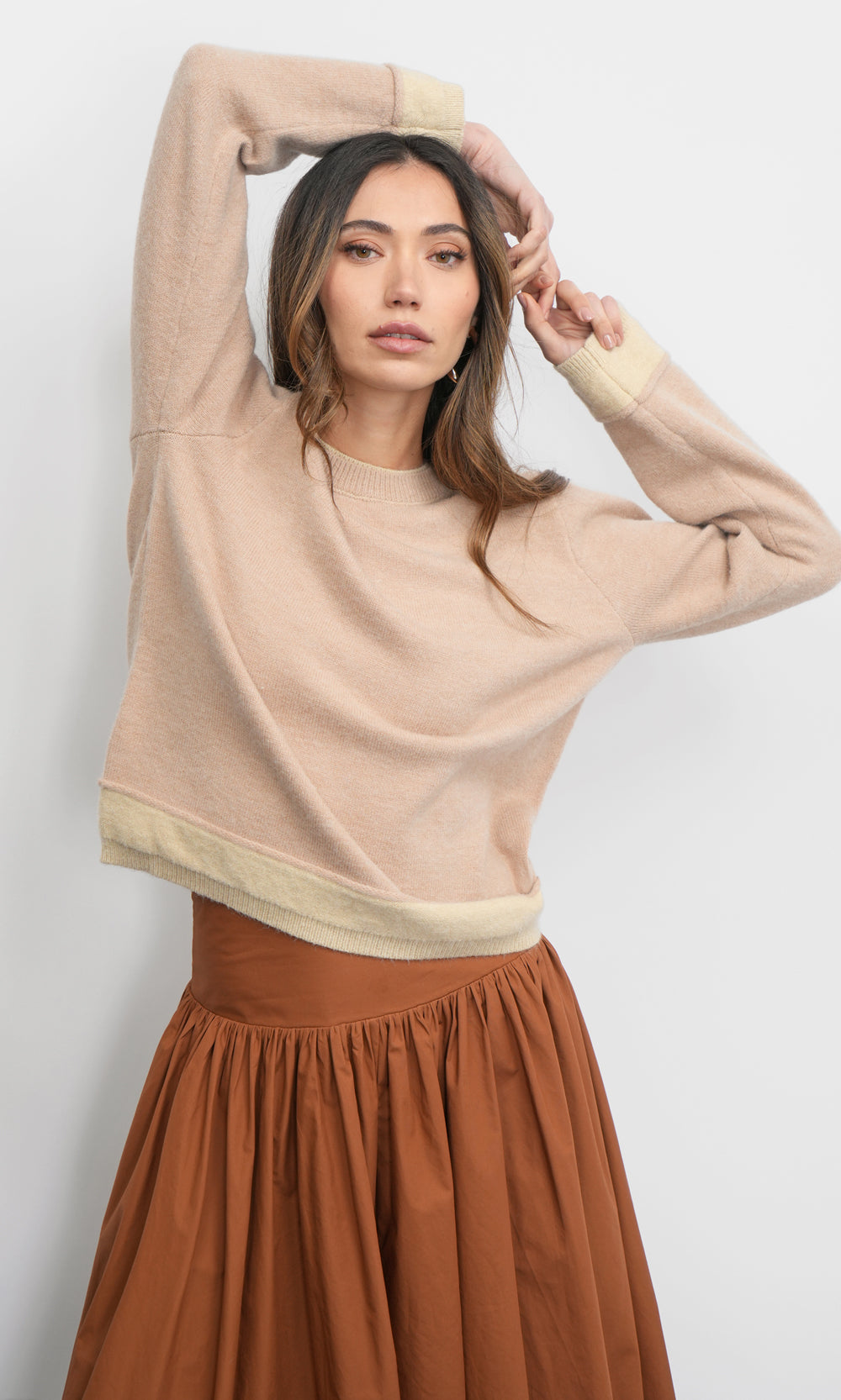Dessi Cozy Pull Over Two Toned Sweater | Greylin Collection