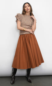 Rowe Crewneck Flutter Sleeve Knit Top