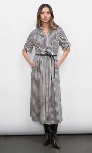 Vanisa Stripe Midi Shirt Dress