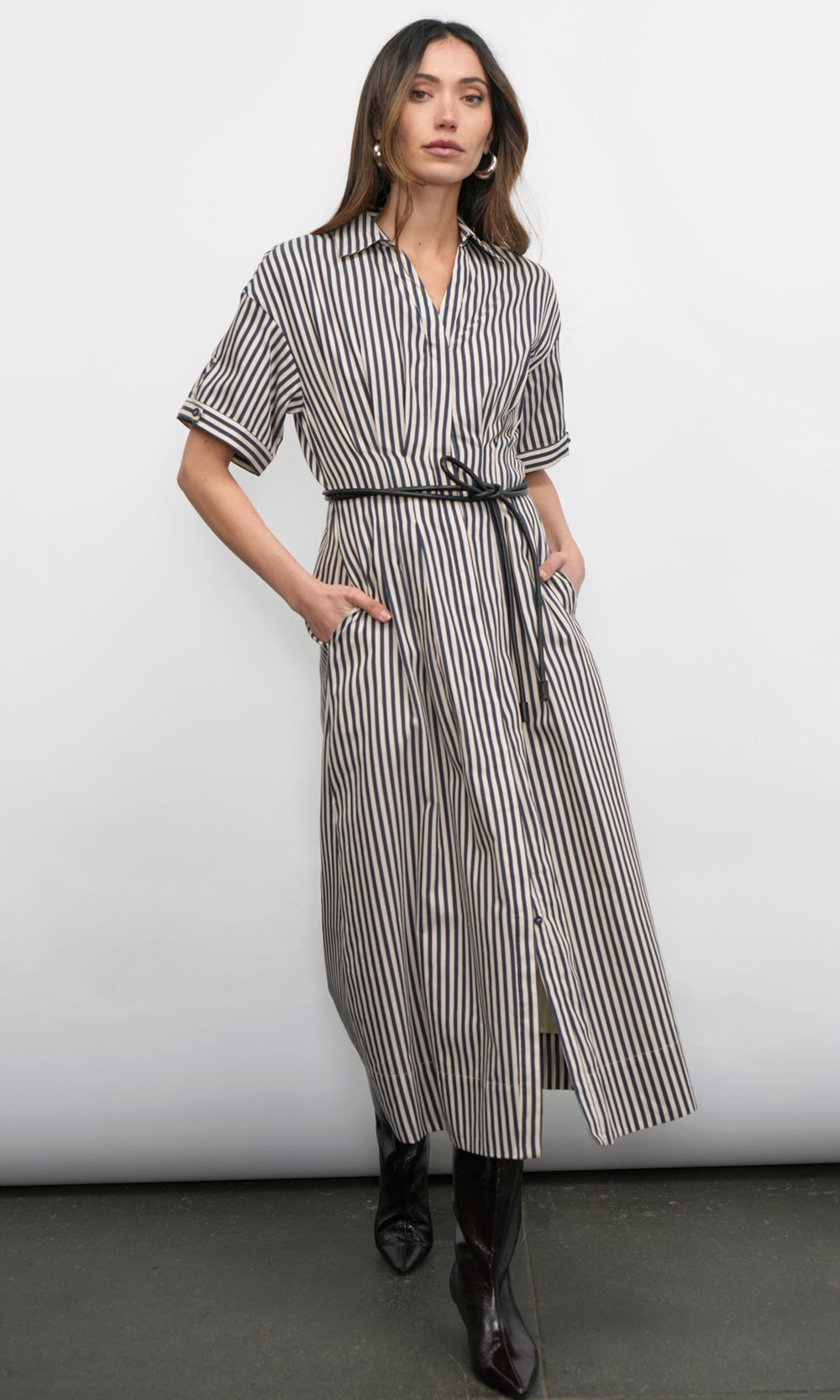 Vanisa Stripe Midi Shirt Dress | Greylin Collection Vanisa Stripe Midi Shirt Dress | Greylin Collection